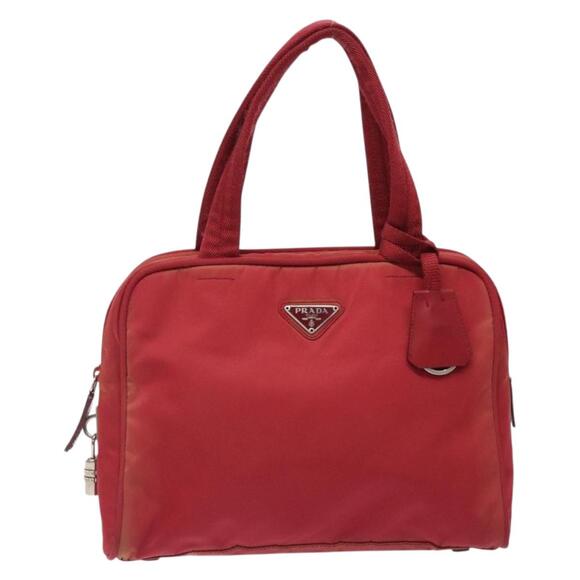 PRADA Hand Bag Nylon Red Silver - Picture 2 of 13